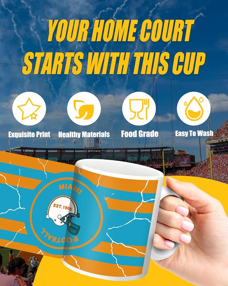 Gyothrig Football Fan Coffee Mug Cup and Mouse Pad Miami Themed Gaming Mousepad 31.5 x 11.8in Dolphins Team Large Desk Keyboard Mat Anti-Slip Rubber Base, XL Mouse Mat for Home and Office Cool - Image 5